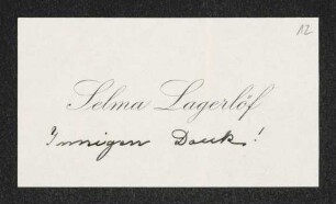 Brief von Selma Lagerlöf an Gerhart Hauptmann