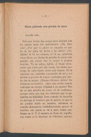 Carta pidiendo una prueba de amor