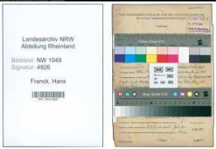 Entnazifizierung Hans Franck , geb. 13.01.1892 (Vertreter)