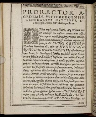 Prorector Academiae Witebergensis, [...]