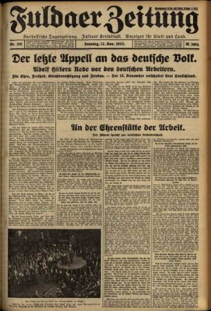 Erste Ausgabe vom Sonntag, den 12. November 1933.