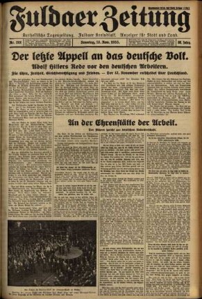 Erste Ausgabe vom Sonntag, den 12. November 1933.
