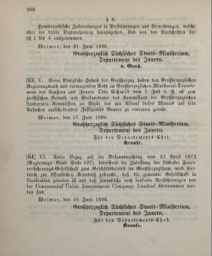 63. Ministerial-Bekanntmachung, betreffend die Ernennung des Großherzoglichen Regierungsraths Otto Schmid zum juristischen Beirath und Stellvertreter des Kommissars der Großherzoglichen Landarmen-Kommission