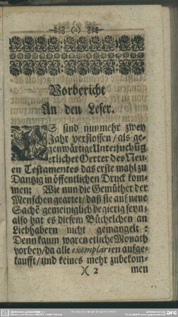 Vorbericht An den Leser