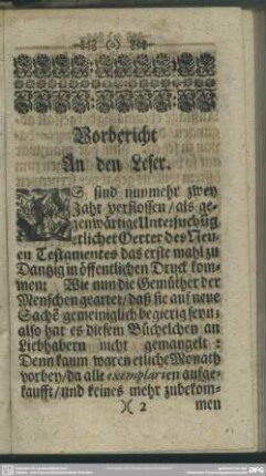 Vorbericht An den Leser