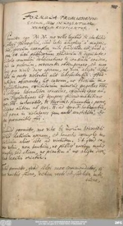 Formula Promissionis Eorum, Qui In Legentium Numerum Recipiuntur.