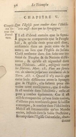 Chapitre V. Que l'Eglise peut tomber dans l'Idolatrie aussi - bien que la Synagogue.