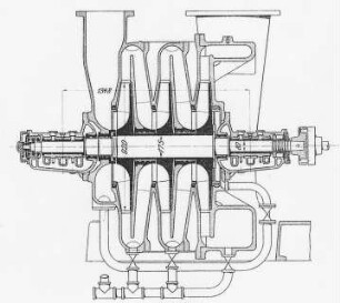 Dreistufiges Kreiselgebläse, Querschnitt : Technikgeschichte | Industrie und Technik | Gebläse (Luftpumpen, Ventilatoren)