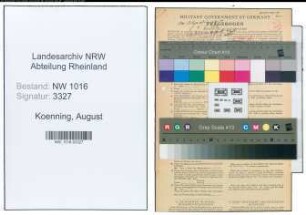 Entnazifizierung August Koenning , geb. 06.04.1894 (Milchhaendler)