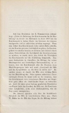 Ueber die Betheiligung der Milz und des Knochenmarks an der Bildung rother Blutkörperchen bei Vögeln : Von Theodor Korn. (Inaugural-Dissertationen.)