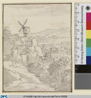 Berglandschaft mit einer Mühle