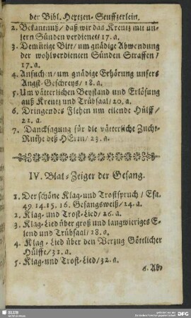 IV. Blat-Zeiger der Gesang