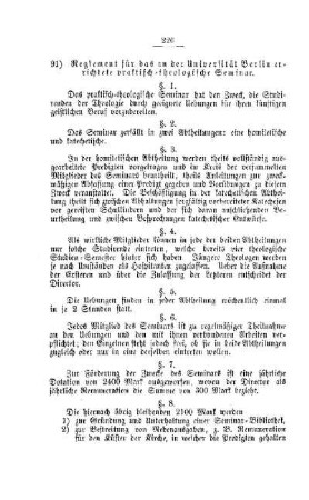 Reglement für das an der Universität Berlin errichtete praktisch-theologische Seminar : [II. Universitäten]