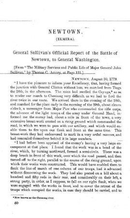 General SULLIVAN'S Official Report of Battle of Newtown.