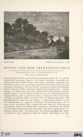 20: Monet und der Impressionismus : zu den Ausstellungen der Berliner Galerien Thannhauser und M. Goldschmidt & Co.