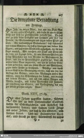 Die dreyzehnte Betrachtung am Freytage