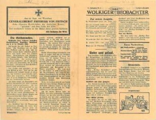 "Wolkiger Beobachter" I. Jahrgang Nr. 1 (abgeworfen über HN)