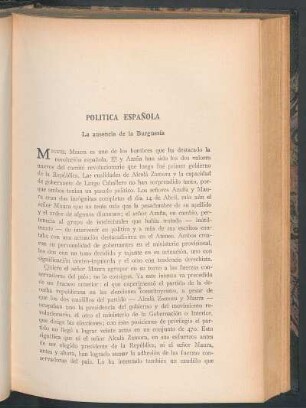 Política española : ausencia de la Burguesía