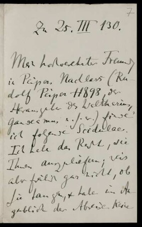 Nr. 7: Brief von Ludwig Traube an Edward Schröder, München, 2.9.1900