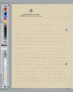Brief an Hugo Sieker
