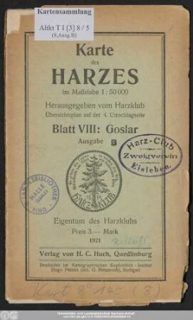 Blatt 8: Goslar : Messtischblätter: Lutter a. Bbge., Goslar, Seesen, Zellerfeld