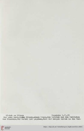 Briefe von und an Ulrich und Ulrike von Wilamowitz-Moellendorff ("2. Abschrift"): Brief von Ulrich von Wilamowitz-Moellendorff an Arnold von Wilamowitz-Moellendorff und Ulrike von Wilamowitz-Moellendorff