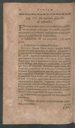 Cap. IV. De virtutis subjectis & adjunctis.