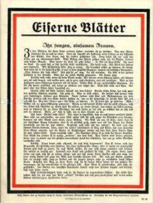 Eiserne Blätter Nr. 29 - Ihr jungen, einsamen Frauen
