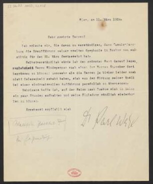 Brief an B. Schott's Söhne : 11.03.1924
