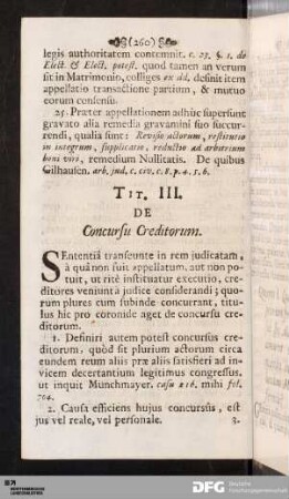 Tit. III. De Concursu Creditorum.
