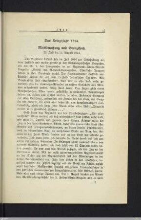 Mobilmachung und Grenzschutz