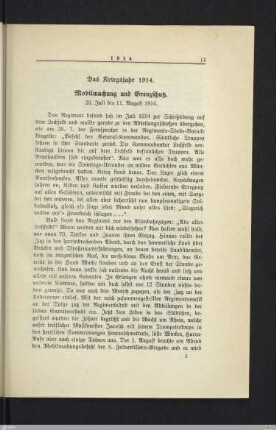 Mobilmachung und Grenzschutz