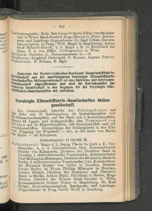 Vereinigte Elbeschiffahrts-Gesellschaften Aktien-gesellschaft.