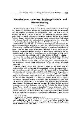 Korrelationen zwischen Zahlengedächtnis und Rechenleistung