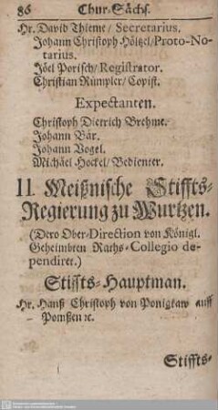 II. Meißnische Stiffts-Regierung zu Wurtzen