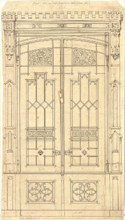 Gärtner, Friedrich von; München; Wittelsbacherpalast - Flügeltür (Ansicht)