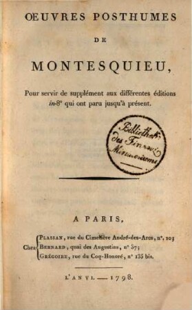 Oeuvres posthumes