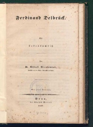 Ferdinand Delbrück : Ein Lebensumriß