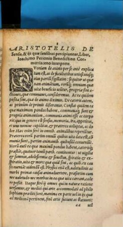 Aristotelis Libelli, Qvi Parua naturalia Vvlgò Appellantvr : Videlicet De sensibus, & ijs quae sensibus percipiuntur, De memoria & recordatione [u.a.]