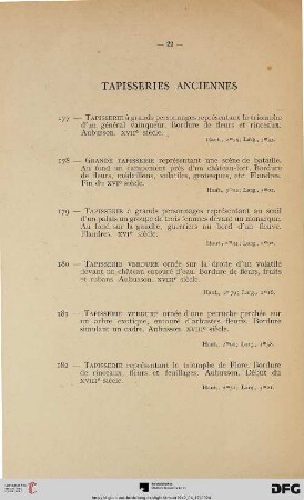 Tapisseries anciennes (Nr. 177-182)