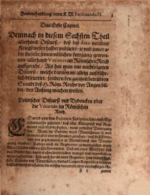Der Römischen Keyserlichen, auch zu Hungern vnd Böhmen Königlicher Mayestat, weilandt Matthiae, hochlöblichsten Andenckens, vnd Ferdinandi II. jtzo regierenden Römischen Keysers, vnd deß heiligen Römischen Reichs, Geistlicher vnd Weltlicher Chur vnd Fürsten vnd anderer Reichsständ Acta publica, 5/6. Darinnen alle Handlungen, Außschreiben, Bedencken ... biß auff die Ostermeß 1623. Jahrs continuirt