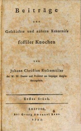 Beiträge zur Geschichte und nähern Kenntniss fossiler Knochen, 1