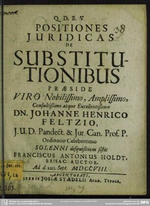 Positiones Iuridicas De Substitutionibus