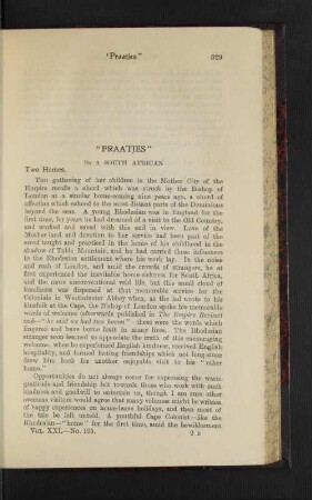 "Praatjes". By a South African.