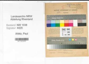 Entnazifizierung Paul Ahlke , geb. 17.07.1892 (Lokfuehrer)