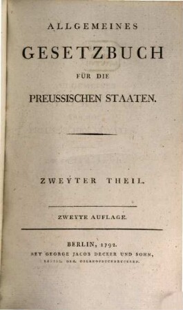 Allgemeines Gesetzbuch für die Preussischen Staaten, 2