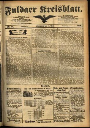 Zweite Ausgabe vom Samstag, den 11. April 1908.