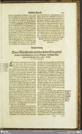 Beschreibung Eines Schiffstreits zwischen sieben Kriegsschiffen der Hochmögenden Herren Staten, und sechs Galeyen von Schluys, so den 3. und 4. Octob. 1602. sich zugetragen
