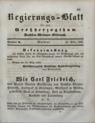 Nr. 8 : 20. März 1850