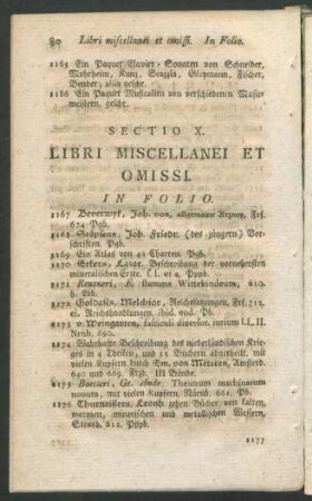 Sectio X. Libri Miscellanei Et Omissi.